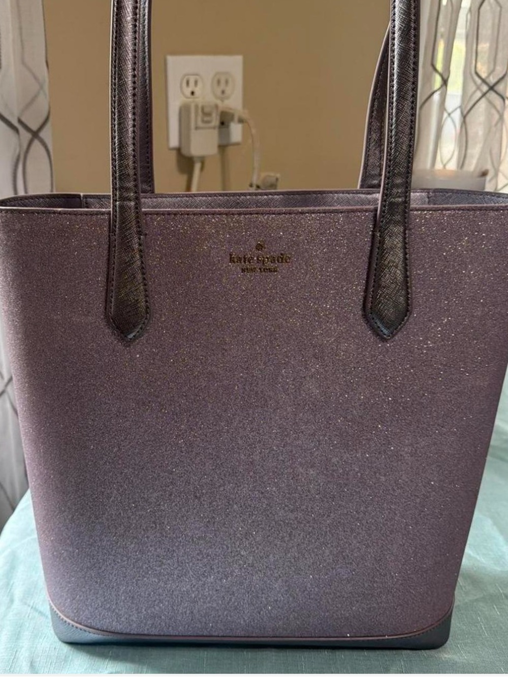 kate spade purple glitter tote
